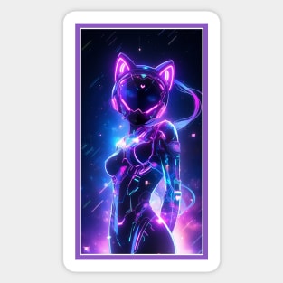 Anime Cute Cat Girl | Sci-Fi Manga Girl Anime Art Sticker